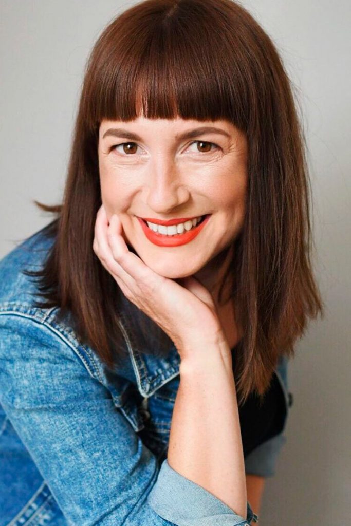 Medium Hair with Blunt Bangs