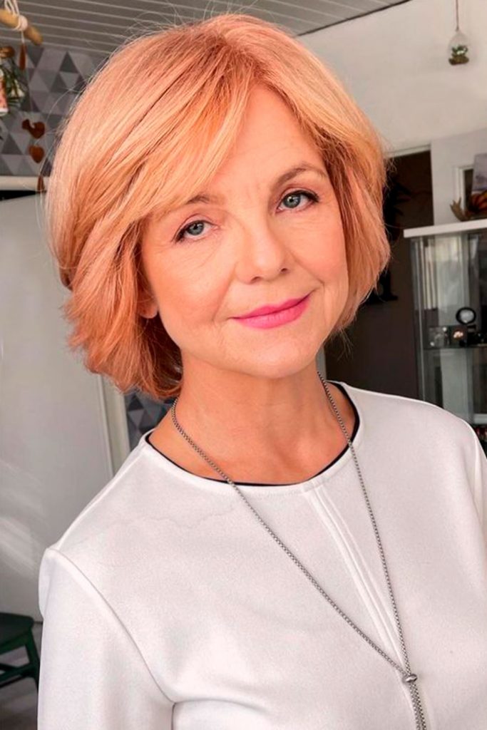 Side Parted Layered Medium Bob