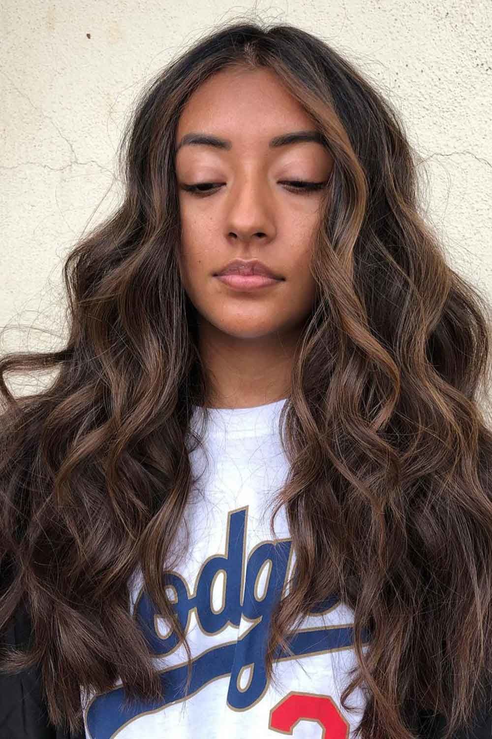 Center Parted Wavy Long Haircuts