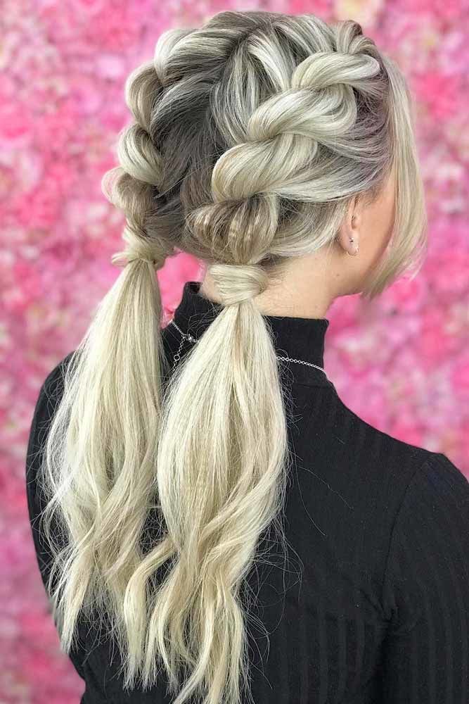 Twisted Braids Into Ponytails #ponytails #updo