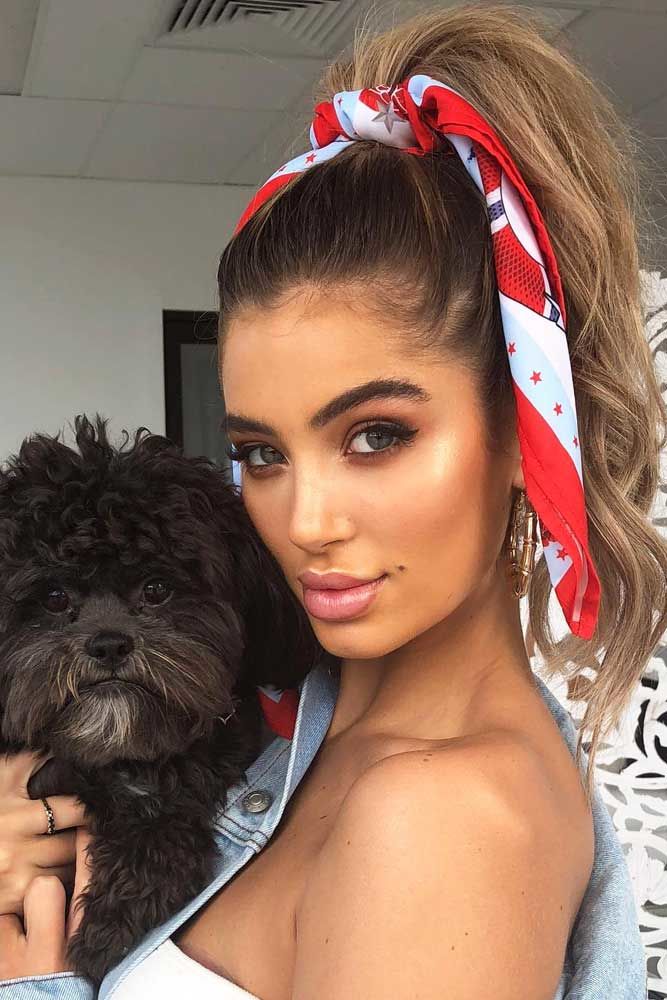 Pretty High Pony With Headscarf #ponytails #updo