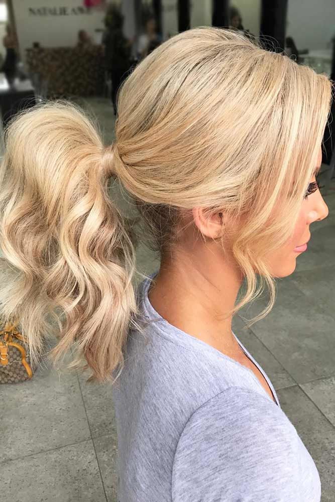 Wavy Low Ponytail #ponytails #updo
