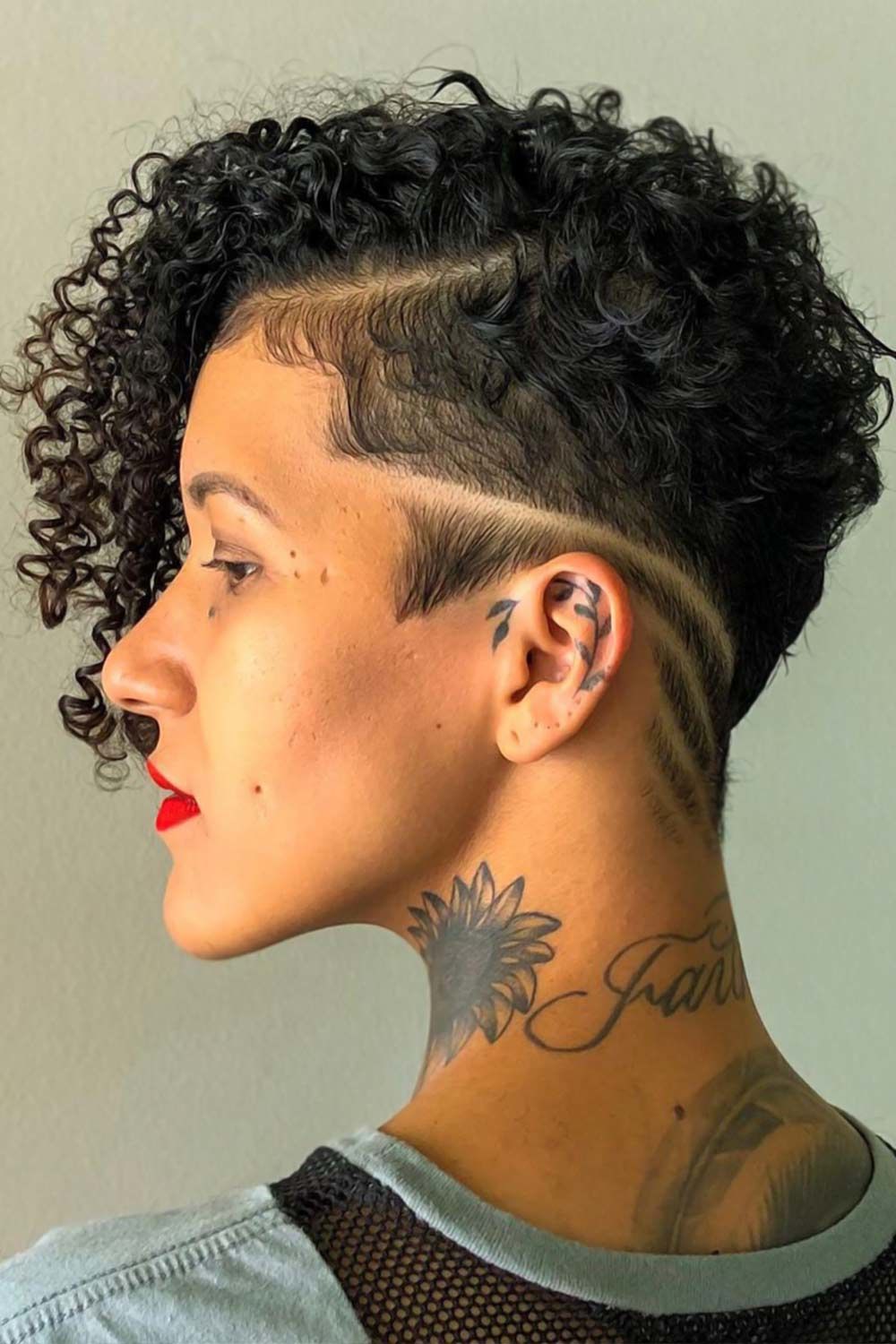 Undercut With Side Shaved Lines Curls #undercutwomen #undercut