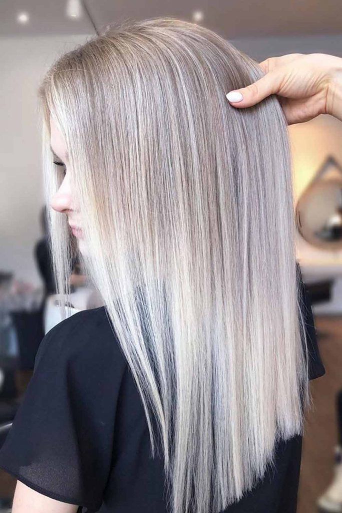 Ash Blonde Balayage For Straight Hair #straighthair #prettyhairstyle
