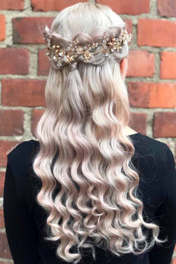 Crown Braided Hairstyles For Long Hair To Look Like A Queen, braided hairstyles for long curly hair, long hair braids, braided wedding hairstyles for long hair