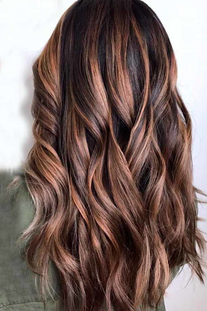 Caramel Highlights For Dark Brown Hair Waves #brownhairwithhighlights #highlights