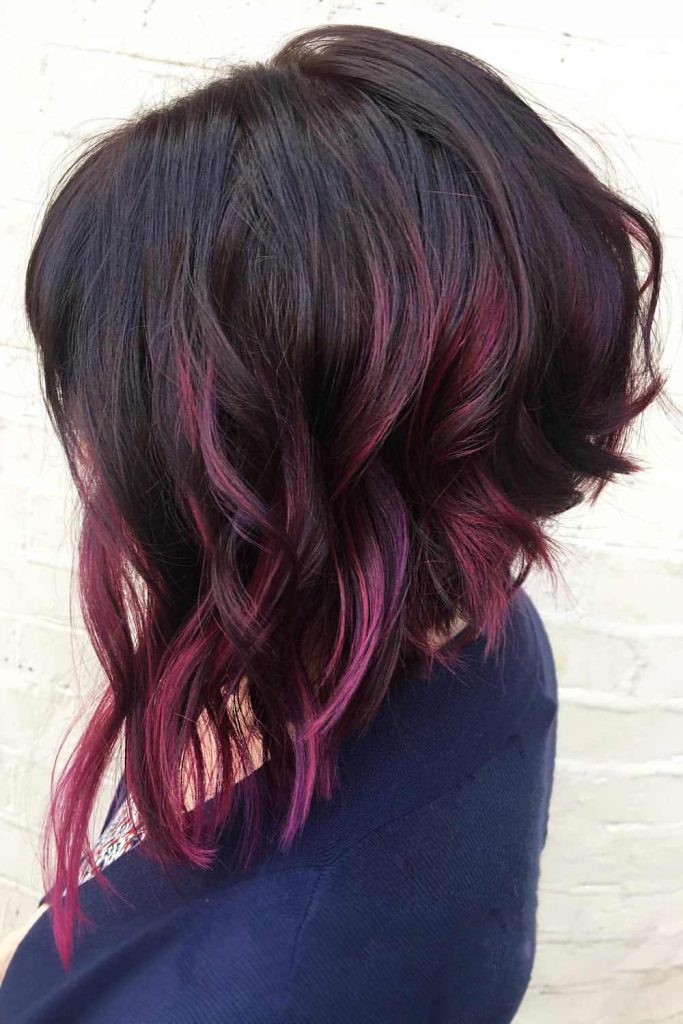 Dark Brown with Pink Highlights #brownhighlights #brownhair #highlights