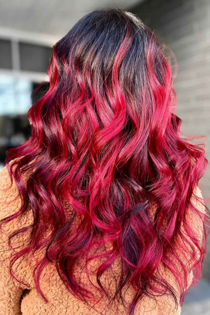 Burgundy Ombre and Black Roots Combo