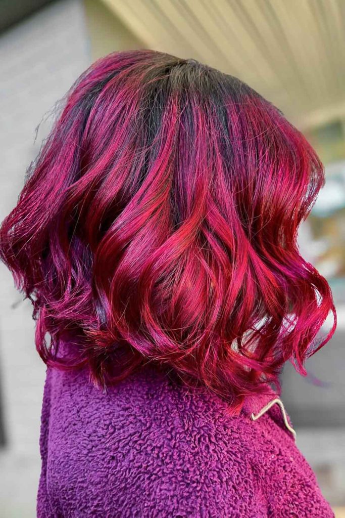 Dark Purple Hues on Burgundy Hair