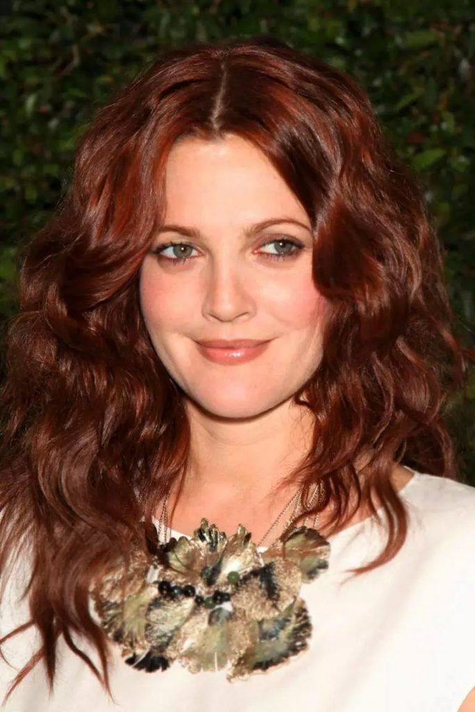 Deep Burgundy Hair For Drew Barrymore #burgundyhaircolor #burgundyhair