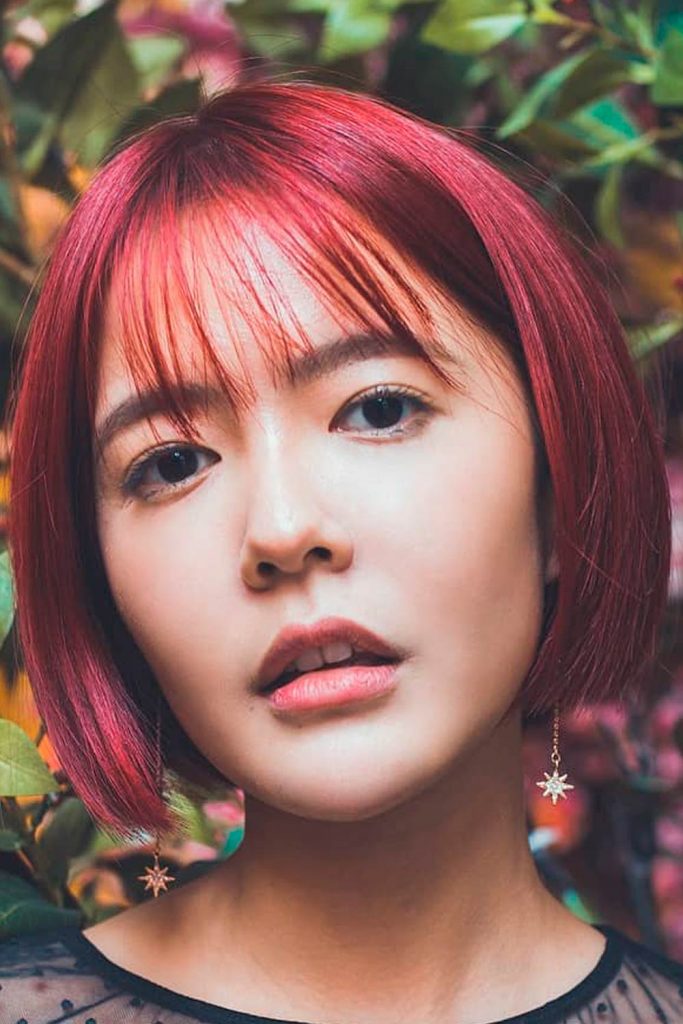 Burgundy Highlights for Short Hair