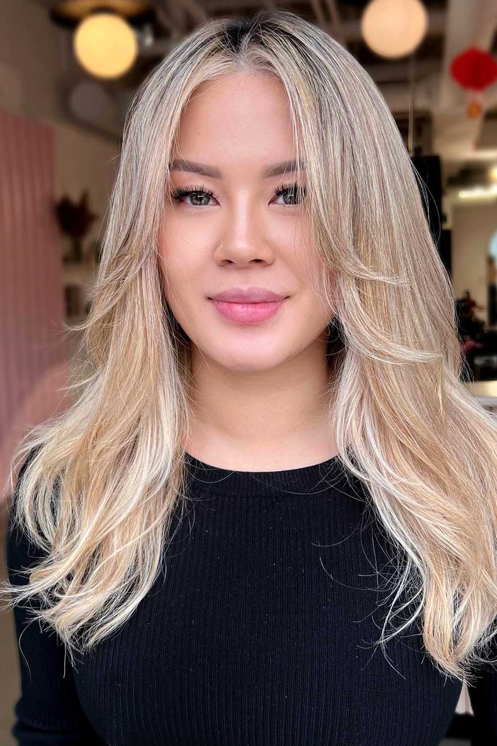Blonde Balayage Butterfly Haircut