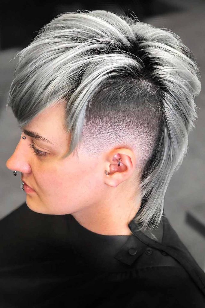 Mullet with Shaper Fade #shortgreyhair #shorthairstyles #greyhairstyles
