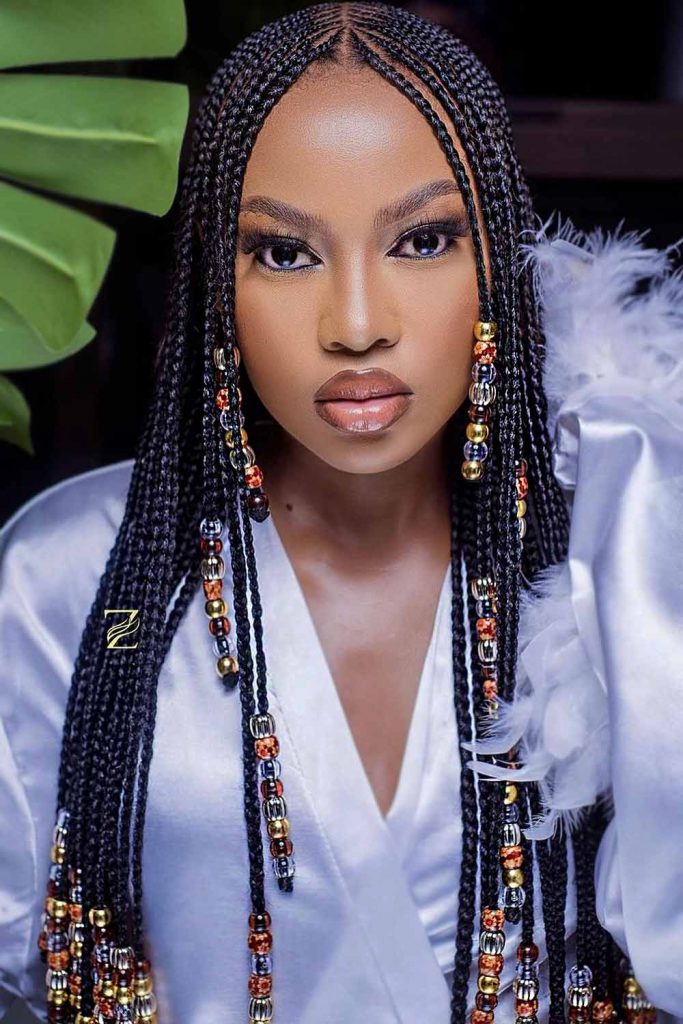 Center Parted Cornrows With Beads #cornrowbraids #braids