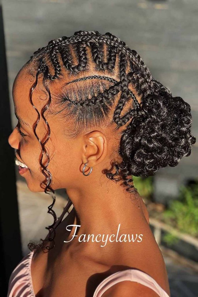 Cornrow Design With Low Bun #cornrowbraids #braids
