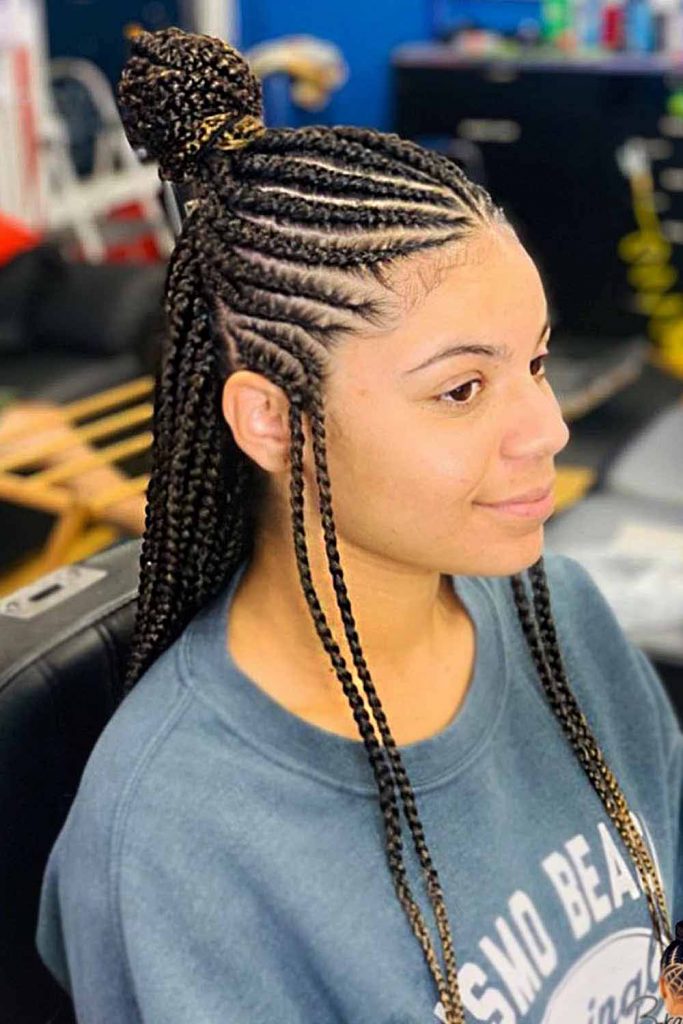 Cornrow Long Braids Half-Up Half Down#cornrowbraids #braids