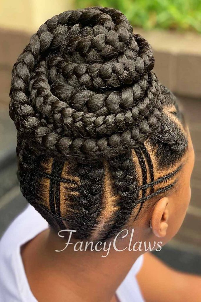 Massive Cornrow Braided Ideas High Bun #cornrowbraids #braids