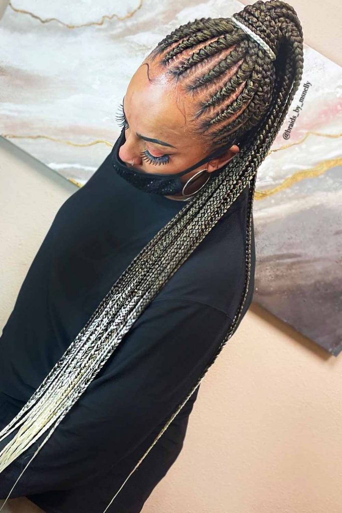 Braided Cornrow Ponytail + Ombre #cornrowbraids #braids