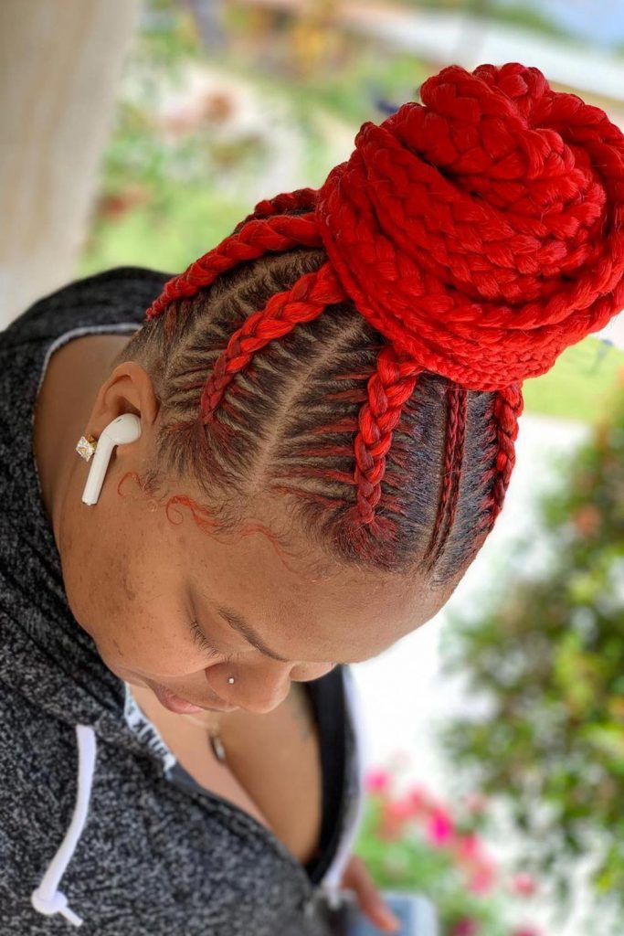 Cornrow Braids Into A High Bun