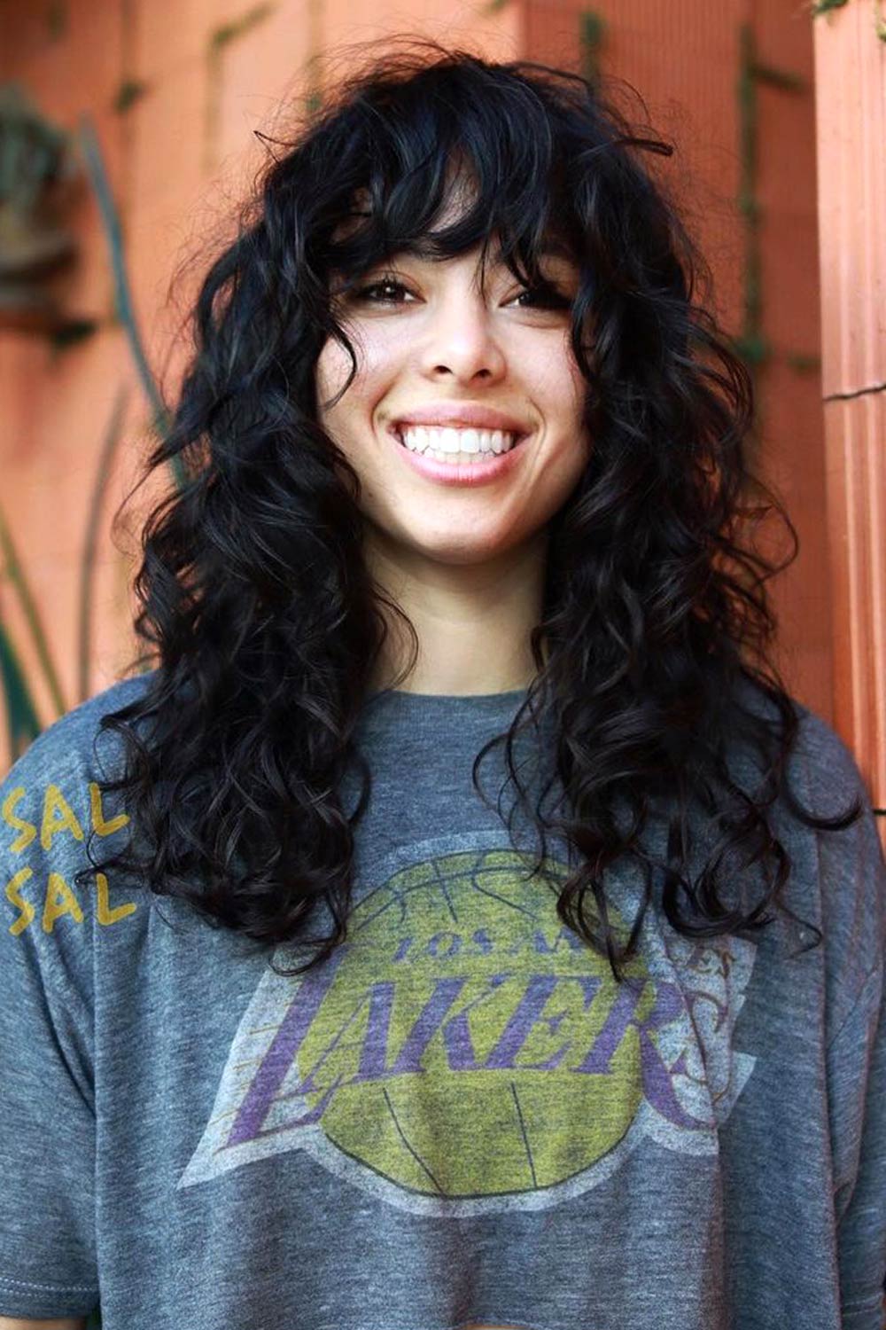 Long Curly Hair with Fringe