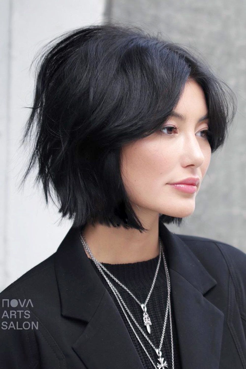 Short Haircut with Curtain Bangs