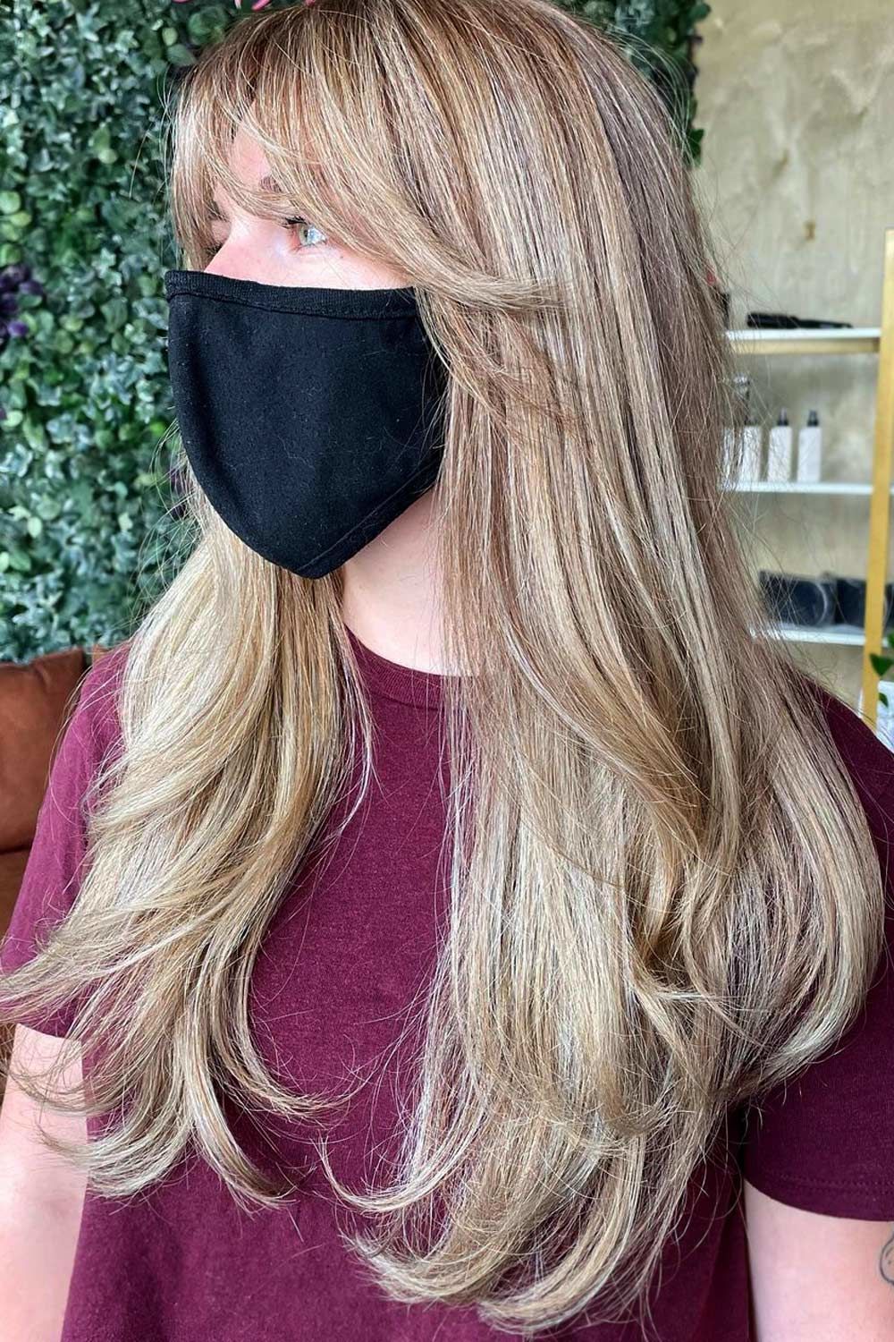 Balayage and Curtain Bangs