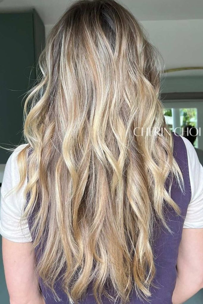 Dark Blonde Wavy Balayage