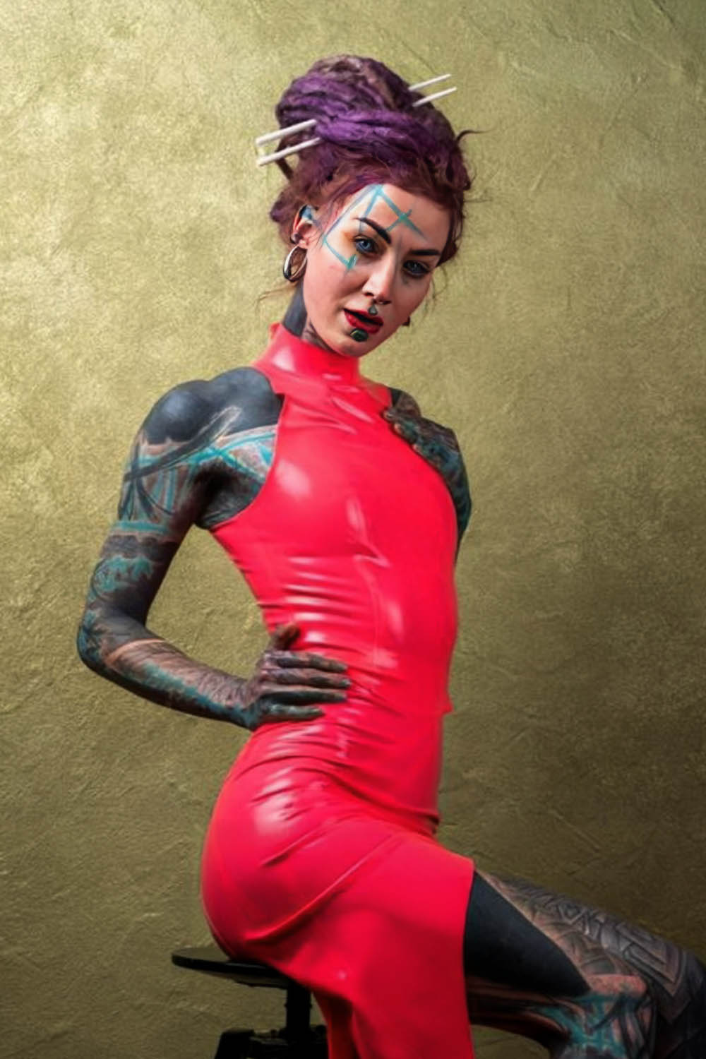 High Hairstyle for Dreadlocks with Accessories