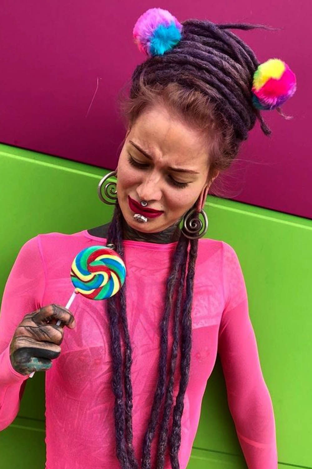 Lavender Dreadlocks Hairstyles With Accessories