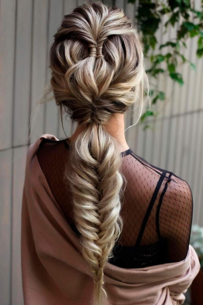 Twisted Updos With Fishtail Braid