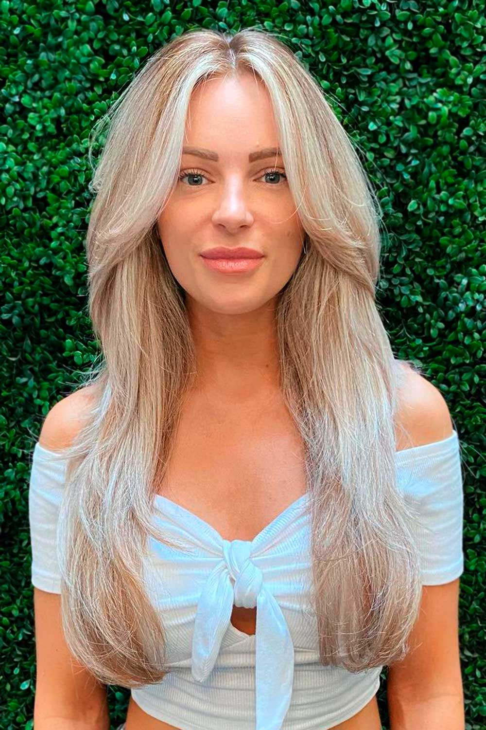 Long Hair with Center Parted Face Framing Fringe