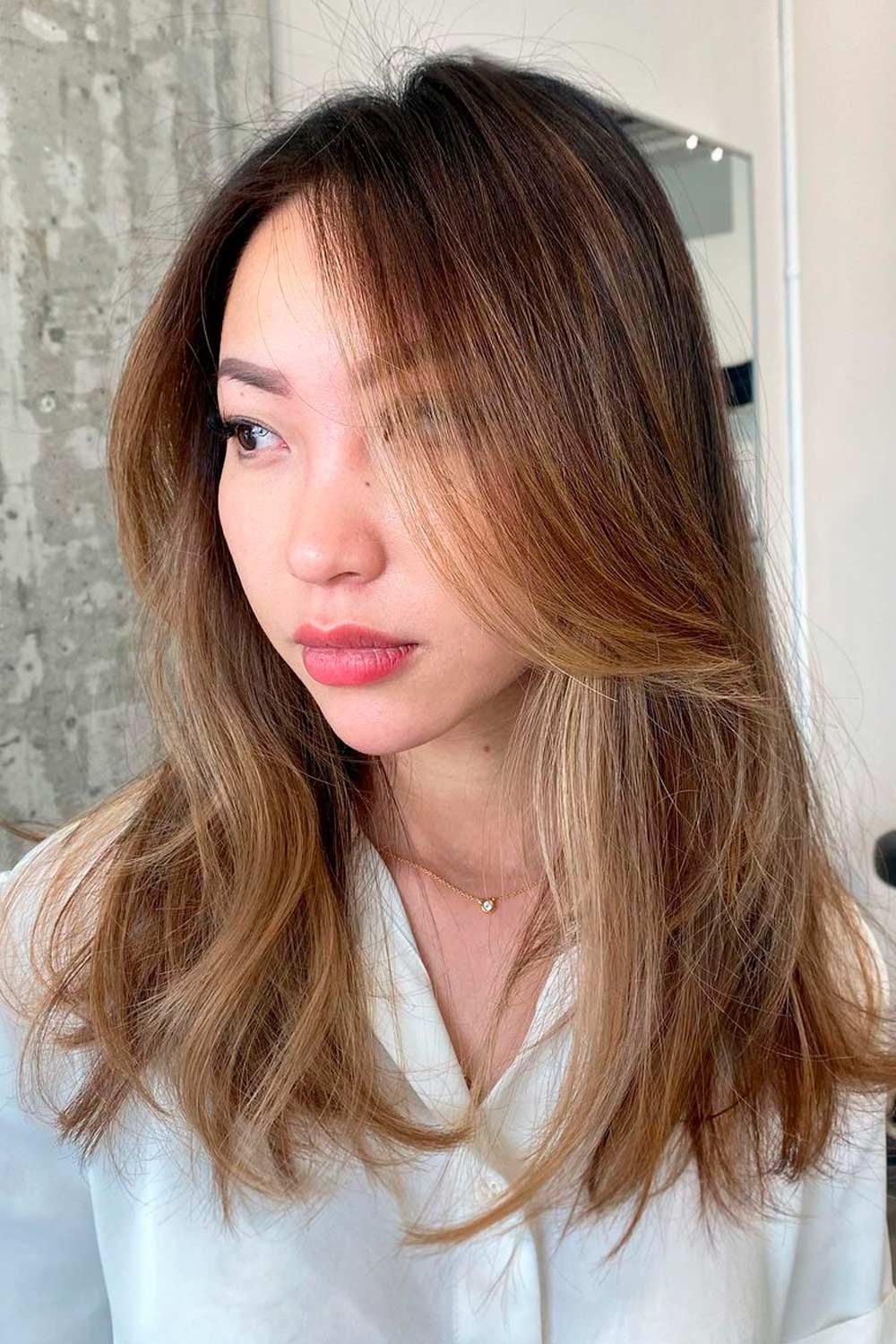 Long Hair with Center Parted Face Framing Bangs