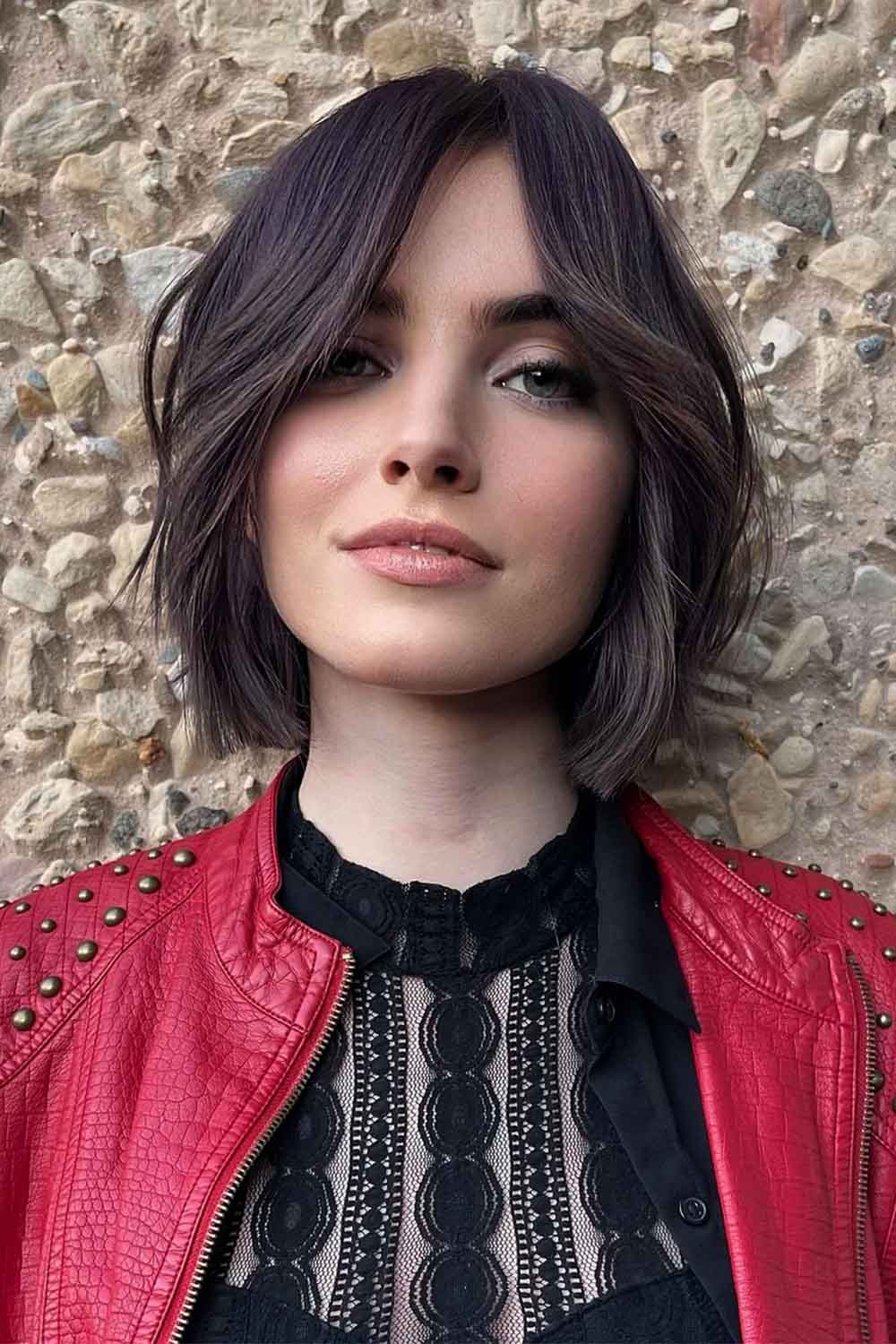 Messy Lob with Face Framing Bangs