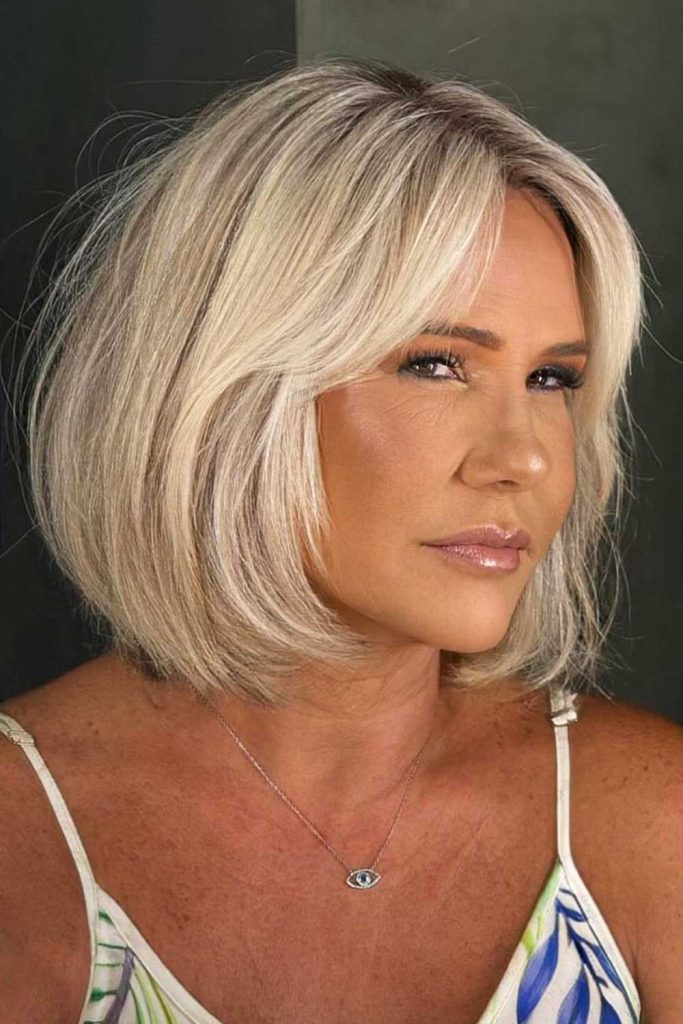 Voluminous Blonde Bob #faceframingbangs #faceframing #bangs