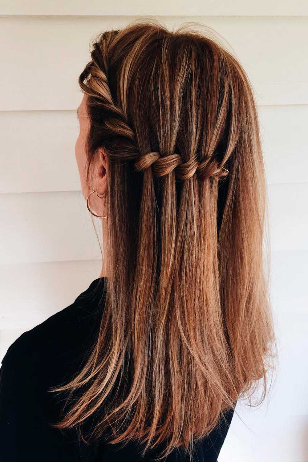 Waterfall Braids For Brown-Haired Girls