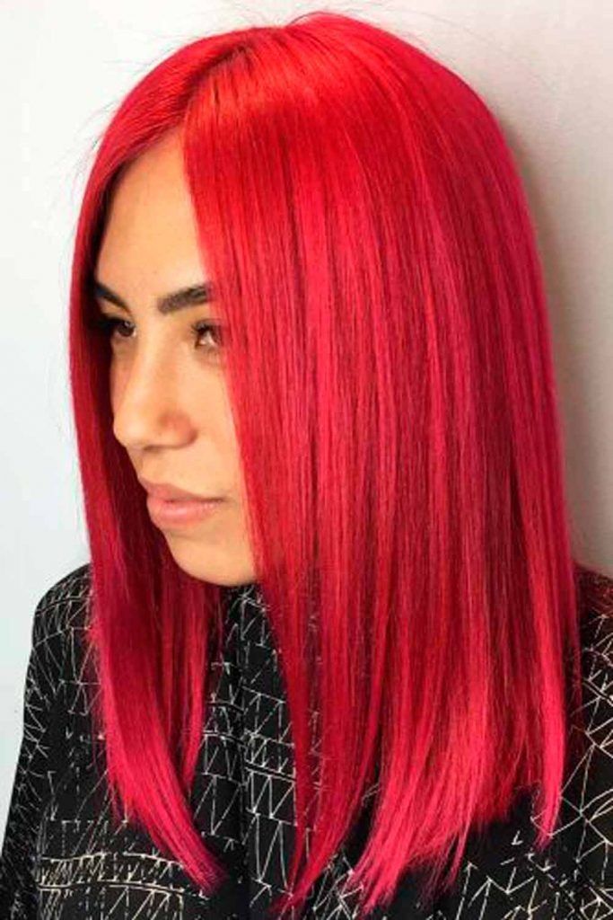 Red Sleek Lob #redhair #straighthair