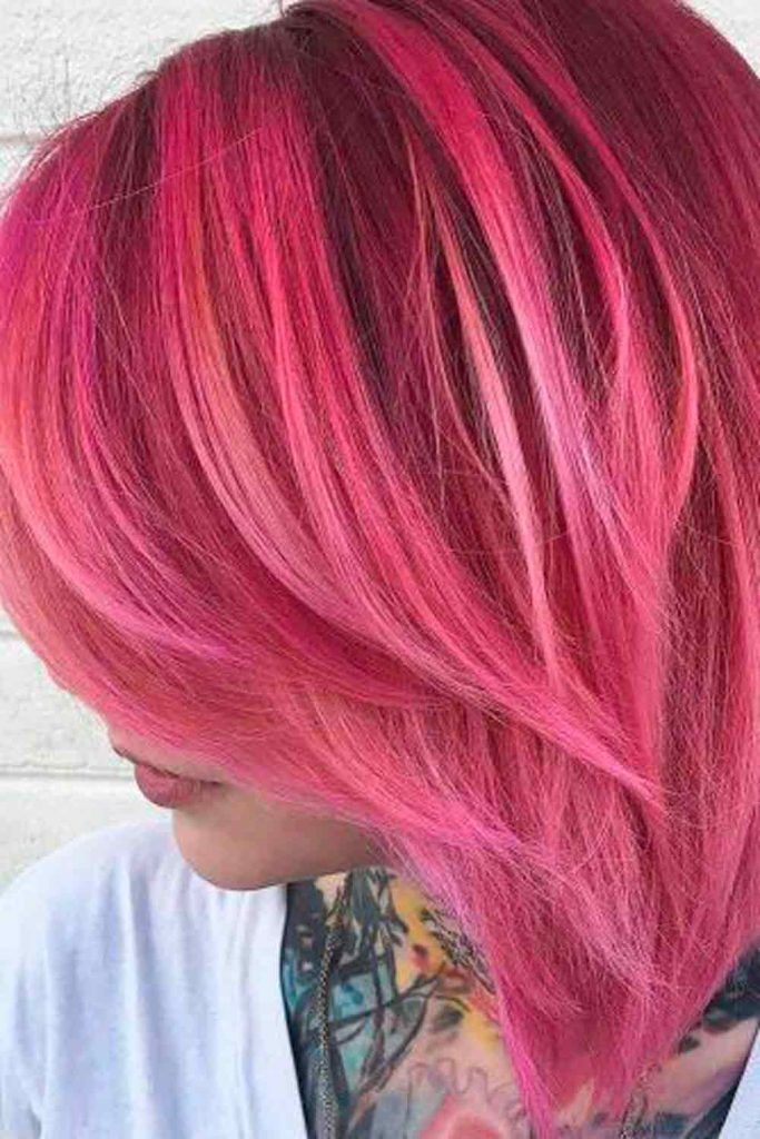 Pink Layered Bob #pinkhair #coloredhair