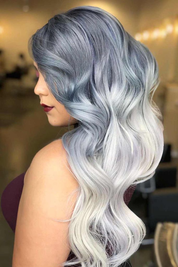Gray And White Ombre #grayhairstyles #grayhair
