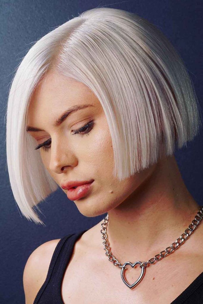 Straight Platinum Blonde Bob