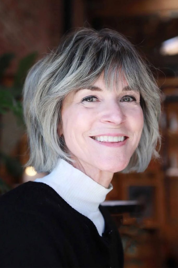 Voluminous Short Silver Hair