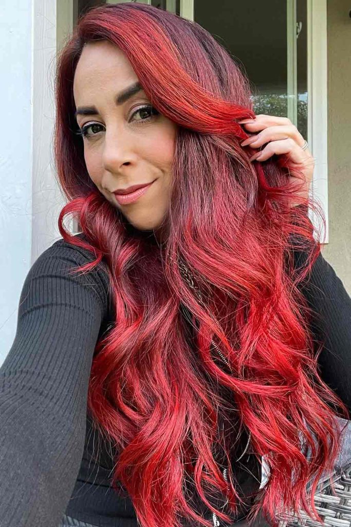 Brunette To Ruby Rouge #blondeombrehair #blondeombre #ombrehaircolor