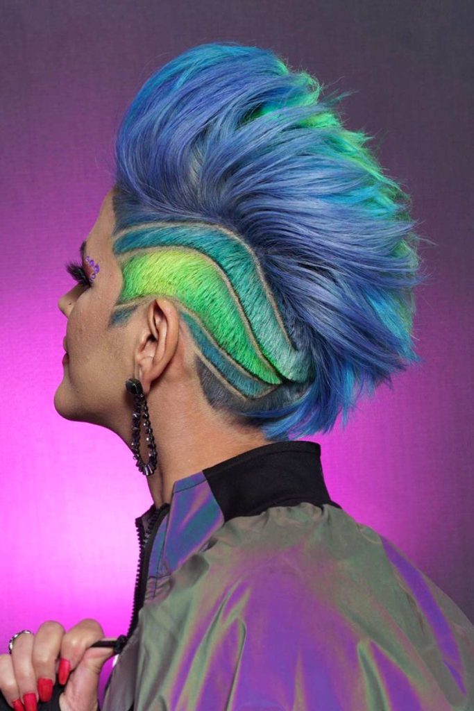 Blue Punky Pixie With Undercut