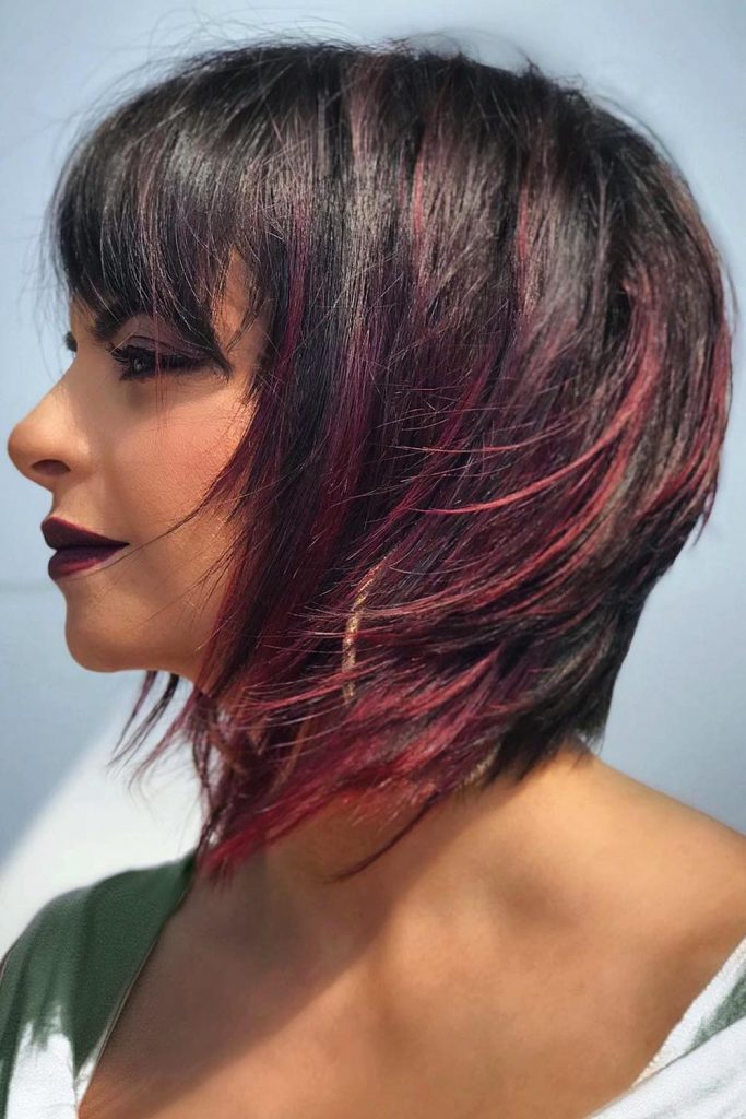 Textured Short Layers with Red Balayage