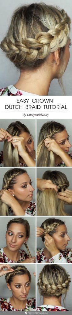 Easy Crown Dutch Braid Tutorial #howtodutchbraid #dutchbraid #tutorials #braids #hairstyles