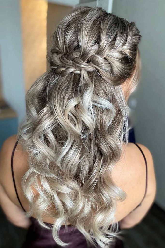 Half Up Hairstyle with Crown Braid