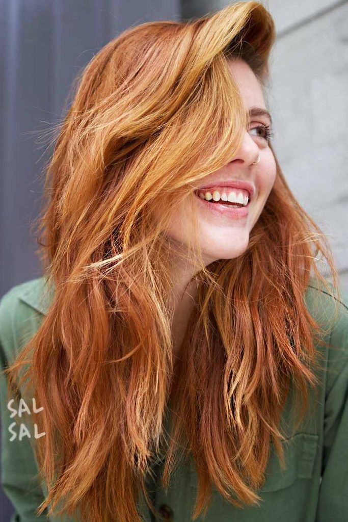 Auburn Side-Parted Long Hair #layeredhaircuts #layeredhair #haircuts