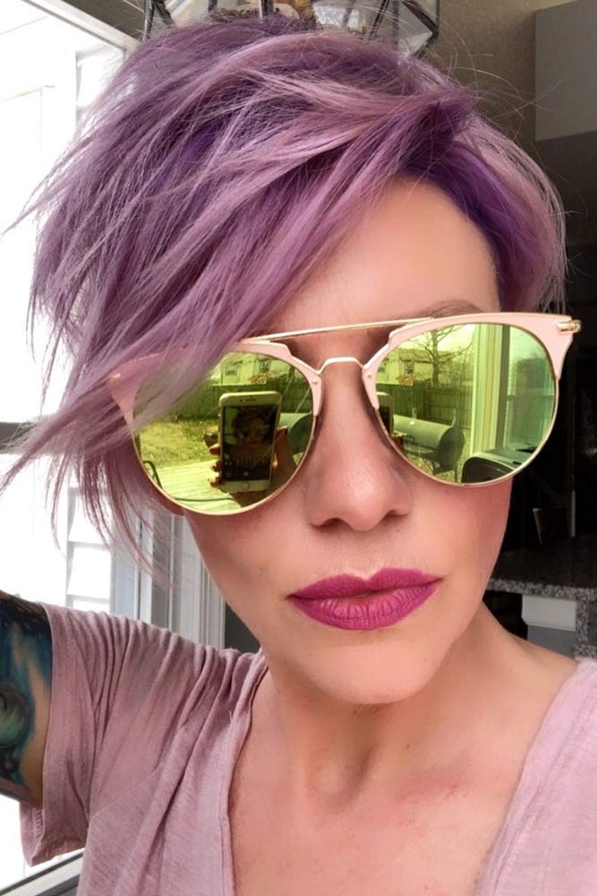 Textured Long Pixie Cut Lilac Textured Long Pixie Cut #pixiecut #haircuts #longpixie #shorthair