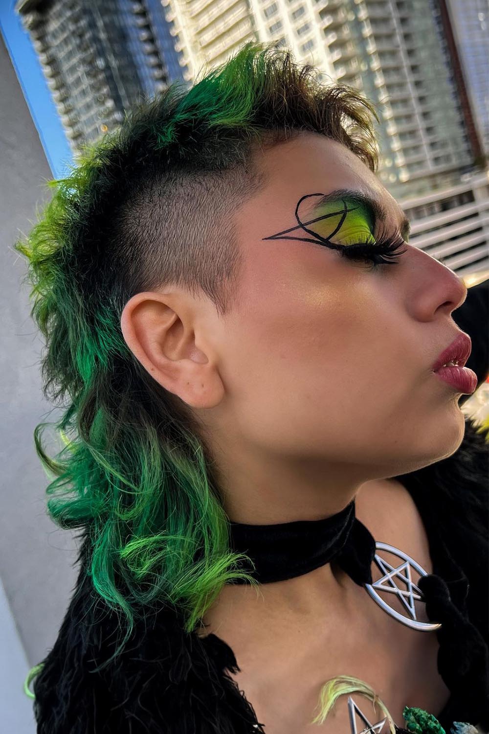 Green Mullet Haircut