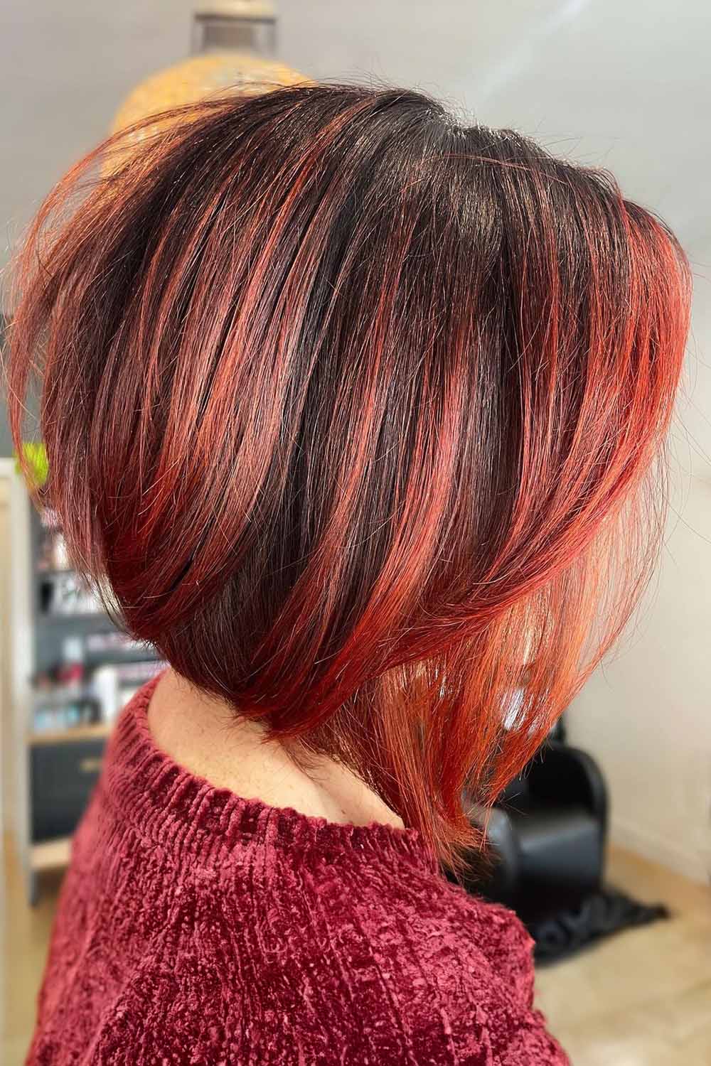 Asymmetrical Red and Black Bob