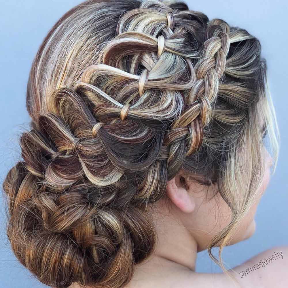 Double Side Braids Into Low Bun